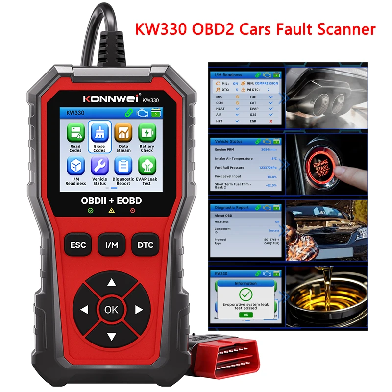 KONNWEI KW330 OBD2 Cars Fault Scanner Engine Battery Test Fault Code Clear Real Time Data OBD 2 ii Inspection Tools