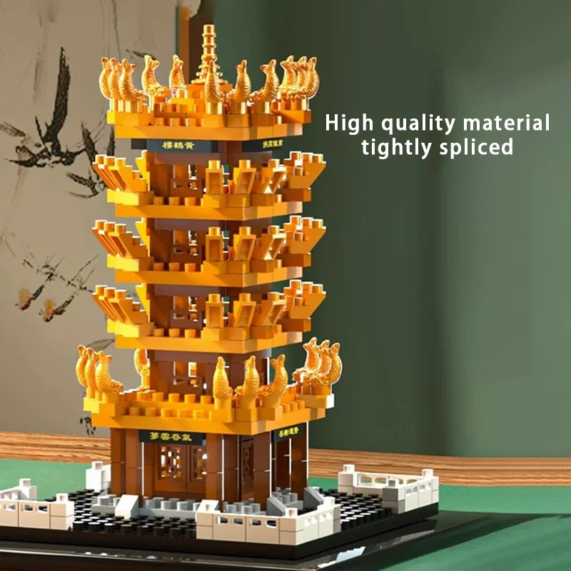 Yellow Crane Tower High difficulty Particle Building Block Chinese Style Architecture Male Female Combination Toy Model