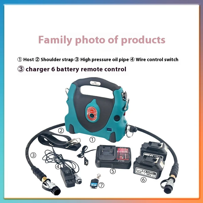 PM-P1 Ultra High Pressure Rechargeable Electric Hydraulic Pump Station 70MPA Portable Wireless Remote Control Digital Display