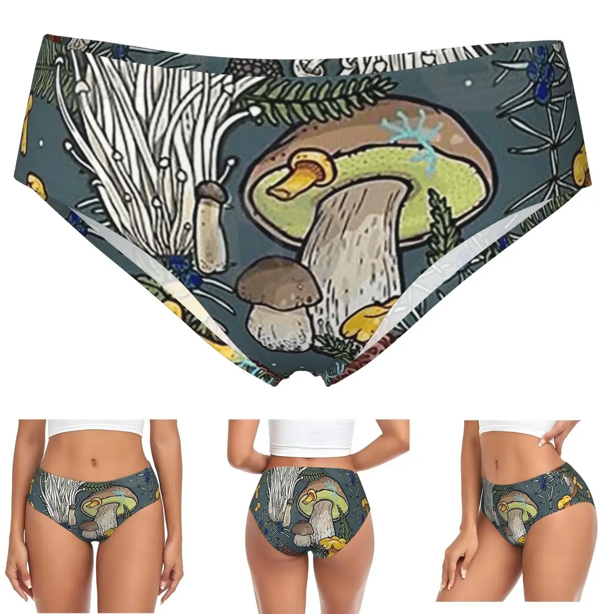 

Психоделические трусики с темным грибом и лесом на заказ, женские удобные трусы, нижнее белье, дышащие женские трусы