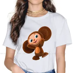 Happy Cute Girls Women T-Shirt Cheburashka Cute Soviet Russian Cartoon 5XL Blusas Harajuku Short Sleeve Vintage Oversized Tops