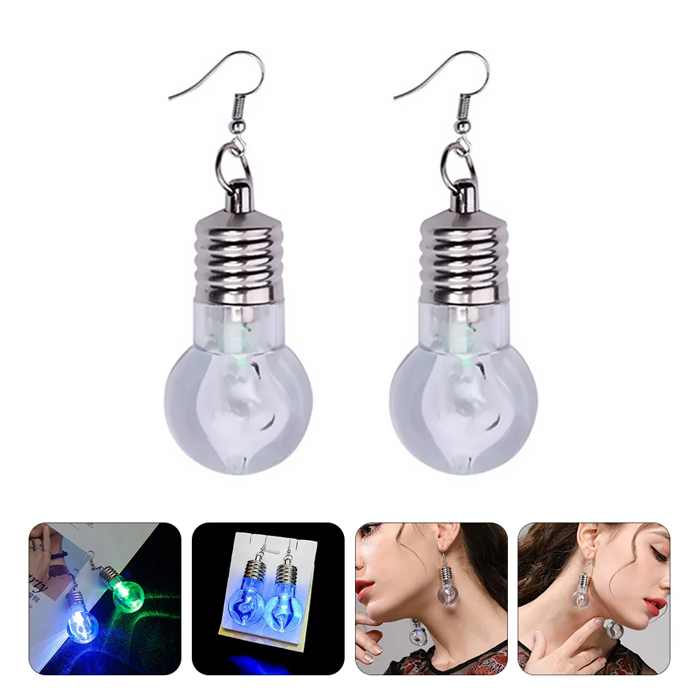 2 Pairs Light Bulb Earrings Dangle Drop Personality Informal Occasion Nightclub Decorations Resin Party