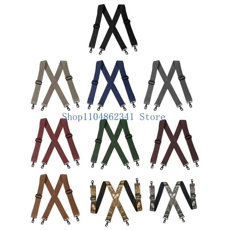 5asd Men's Work Brace with 4 Metal Clip Comfortable Brace Adjustable X Shaped Suspenders Strap for Daily Formal Trousers