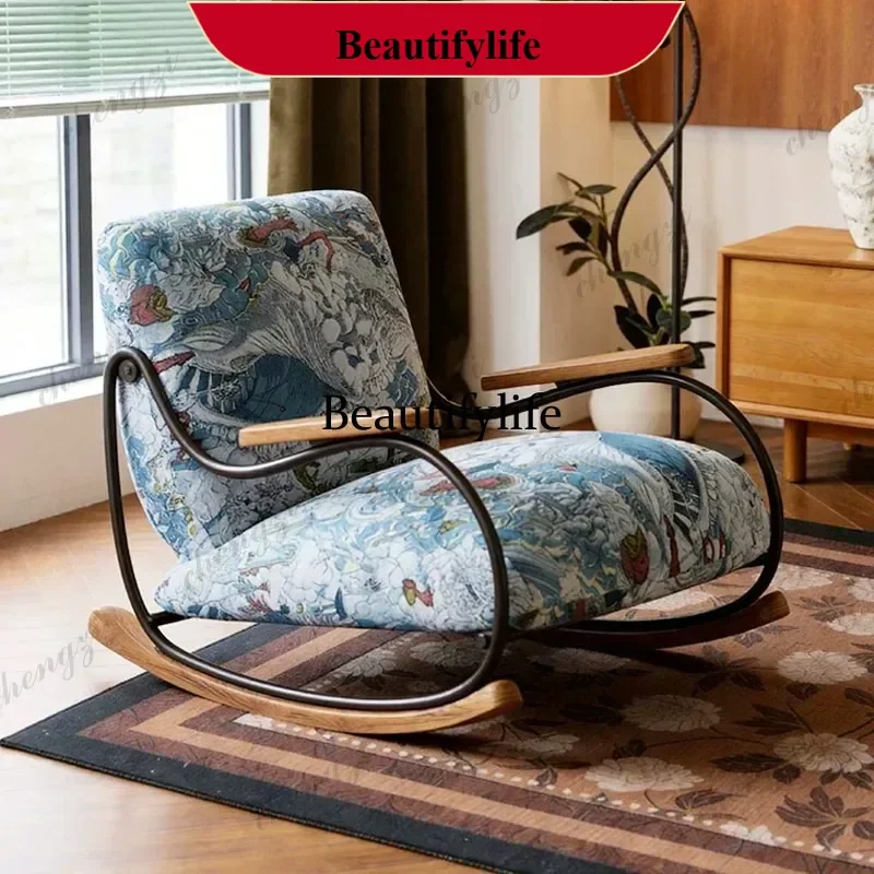 Retro single sofa living room balcony home color embroidery jacquard leisure chair m138