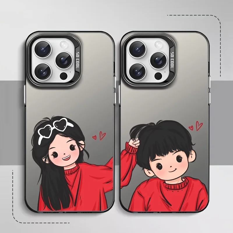 

Cartoon animation couple phone case is suitable for iPhone16 15 14 13 12 11Pro/ Max /Plus anti-fingerprint shockproof rear cover