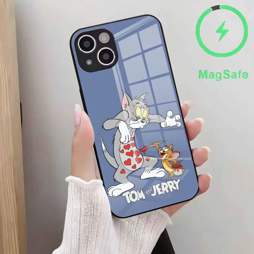 Cartoon J-Jerrys T-Toms Phone Case For Iphone 17 Air 16 15 14 Plus 13 12 Mini 11 Pro Max Glass Magnetic Case view 5