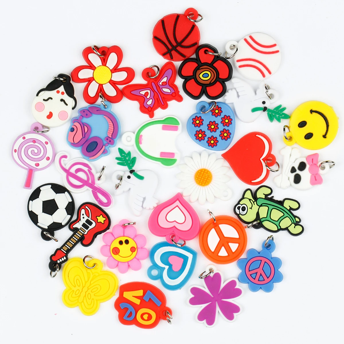 48pcs Pendants DIY Colorful Loom Rubber Band Bracelet Jewelry Making Beads Toy  Colorful Animal Flower Beads Random Style 2023