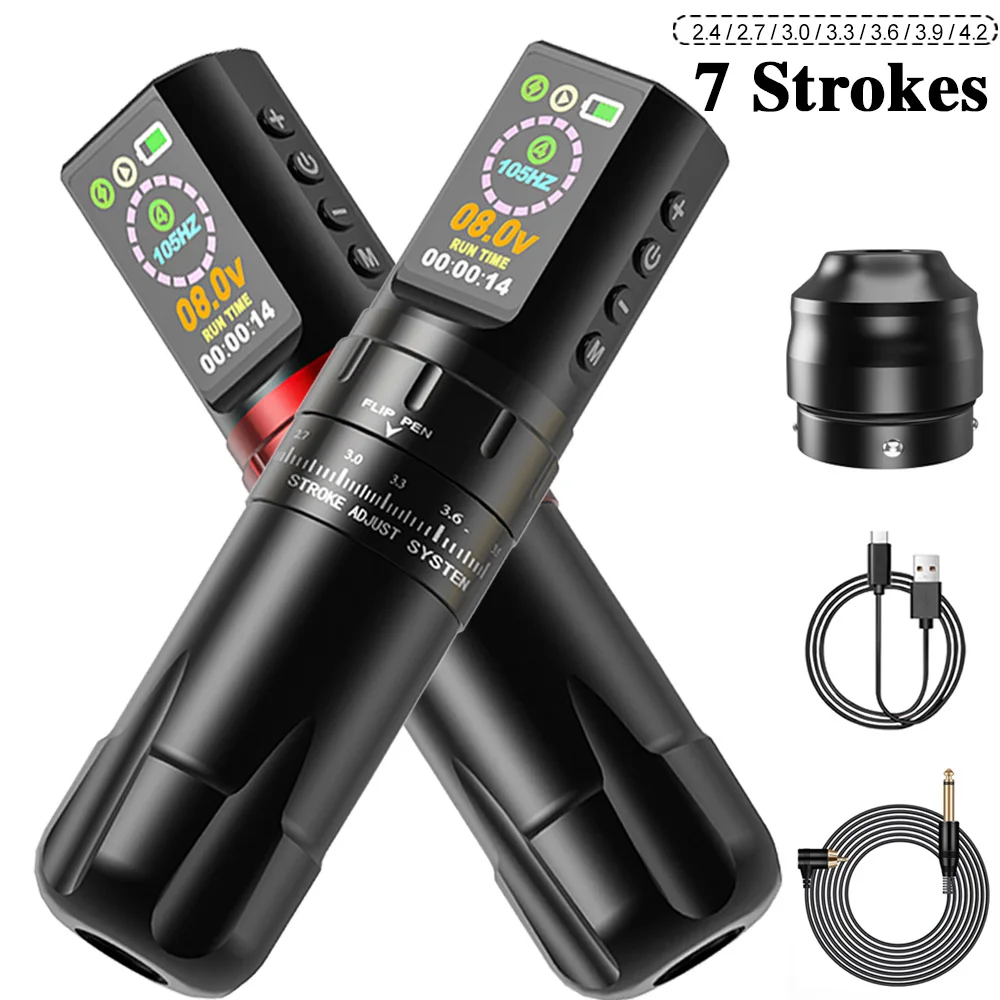 

Wireless Tattoo Machine Pen 2.4-4.2mm Stroke Adjustable Rotary Wireless Tattoo Pen with LED Digital Display for Tattoo Body Art