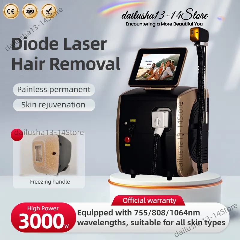 2024 Depiladora 808NM 755NM 1064NM Diode Laser Hair Removal Machine Safe Painless Permanent 3000W Depilation Hottest New Style