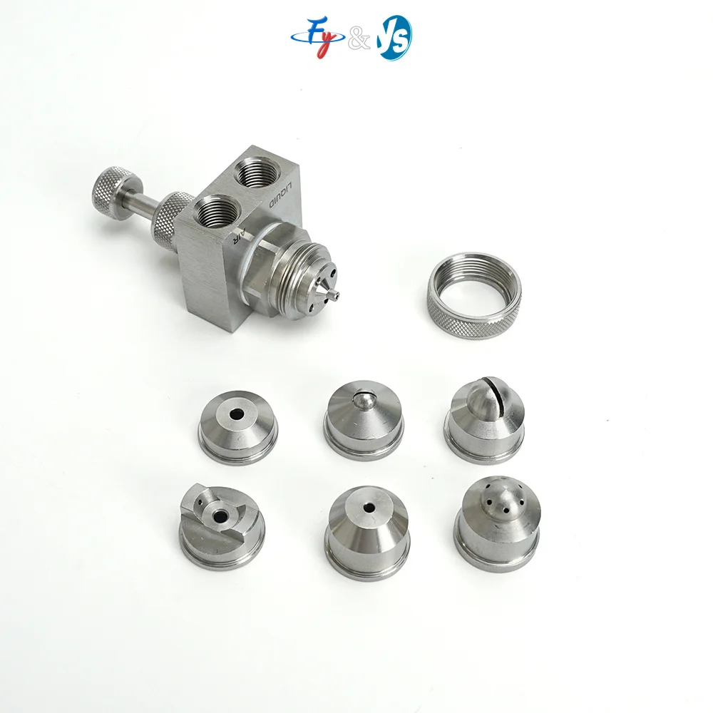 JAC Stainless Steel Dual Inlet Adjustable Air Atomizing Nozzle, Two-Fluid External Mixing Fine Mist Spray Head Double Regulator