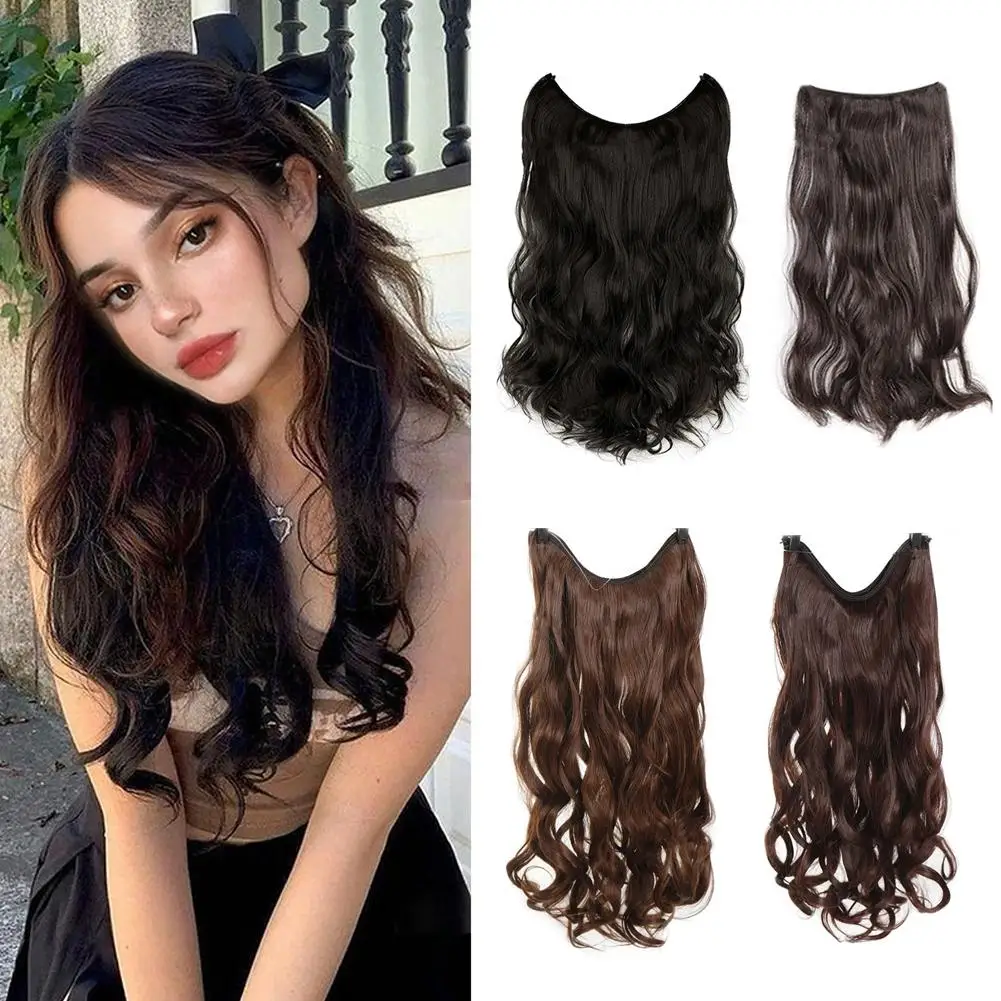 2025 NUEVO Clip en extensiones de cabello cabeza completa largo rizado ondulado piezas de cabello sintético Ondulado natural para mujeres niñas cabello