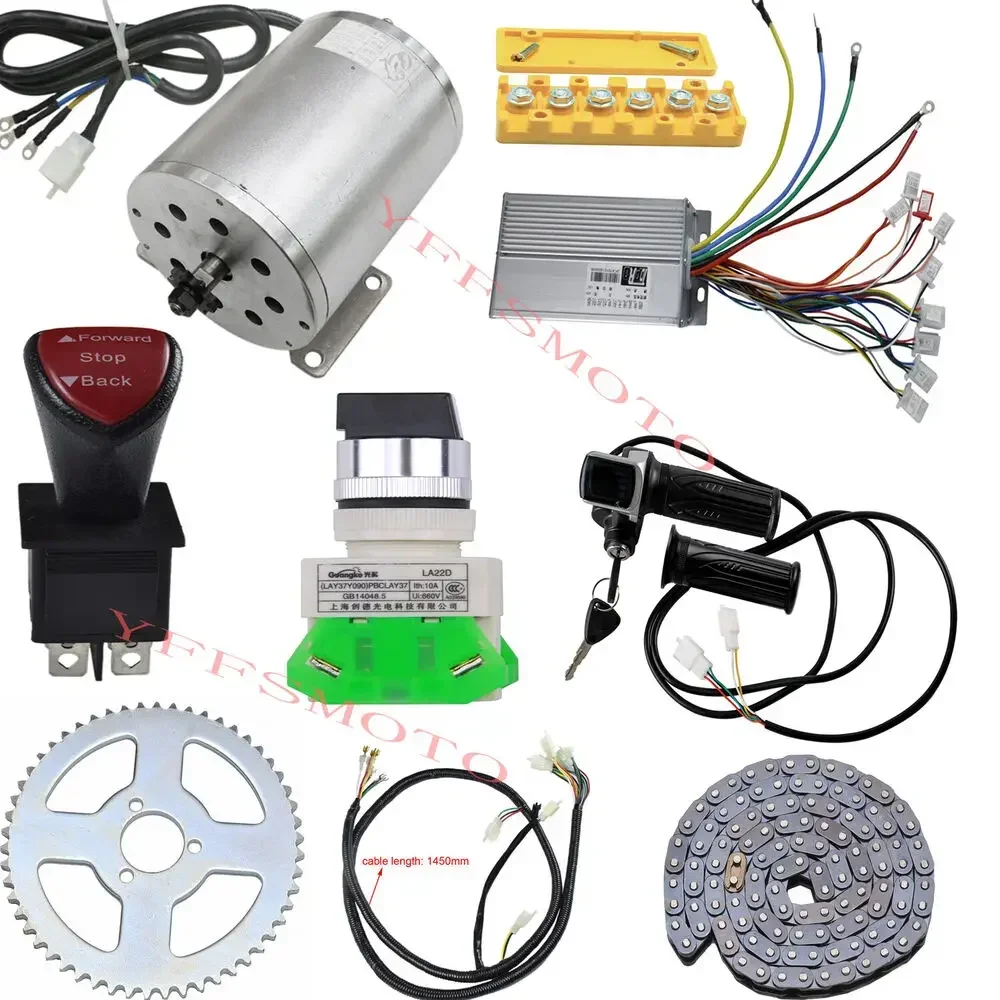 MY1020  1800W 48V DC Electric Brushless Motor w/Controller Chain Switch Sprocket Go Kart  Parts for ATV Scooter Bike Quad