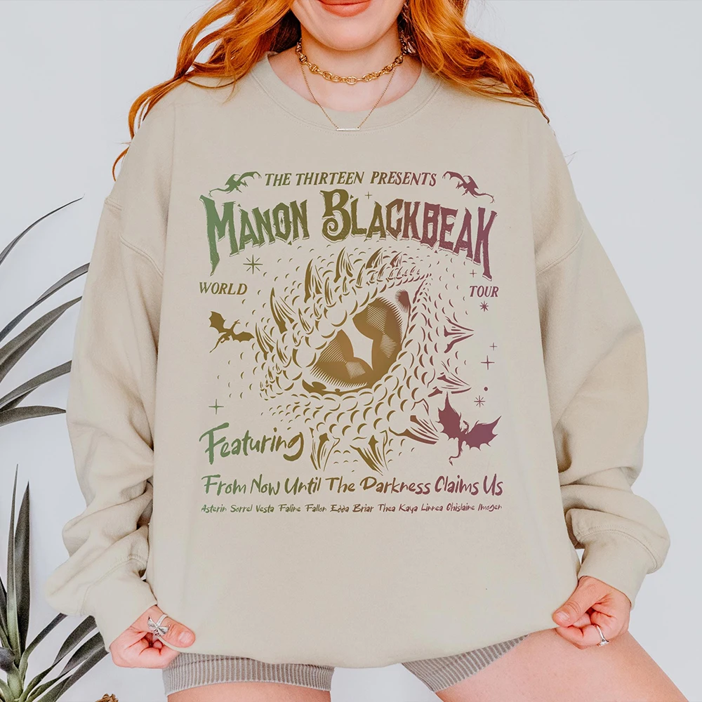 Manon Blackbeak Throne of Glass Sweatshirt Sarah J Maas Merch Gift for Book Lover Long Sleeve Fleece Sweatshirt Y2K Streetwear