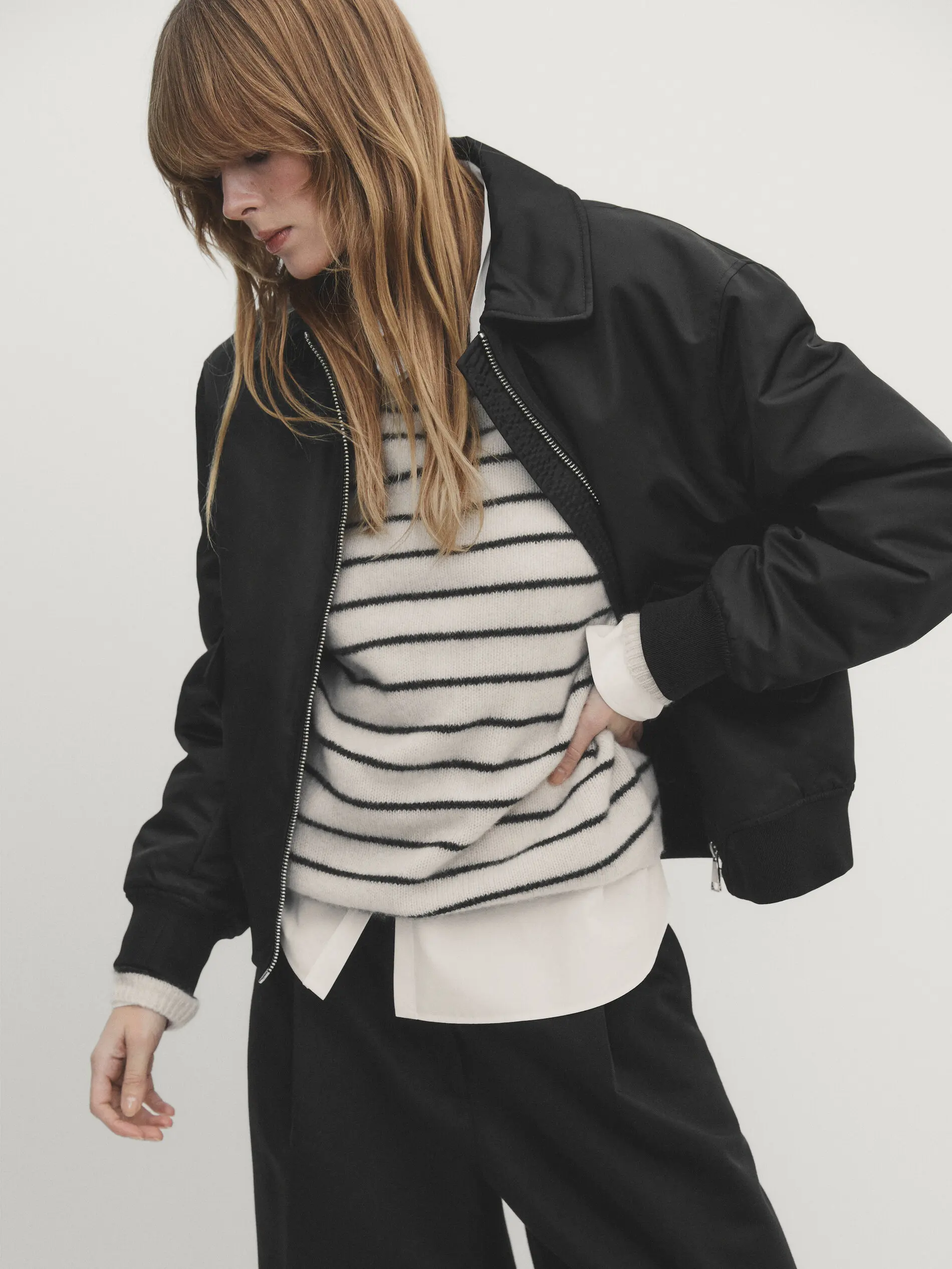 

Ethereal MD 2025 massidutti autumn new style of Women's casual lazy soft waxy striped crew-neck sweater