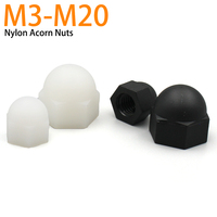 2-50pcs White/ Black Nylon Acorn Cap Dome Nuts M3 M4 M5 M6 M8 M10 M12 M14 M16 M18 M20 Plastic Hexagon Hex Nut for Insulation USE