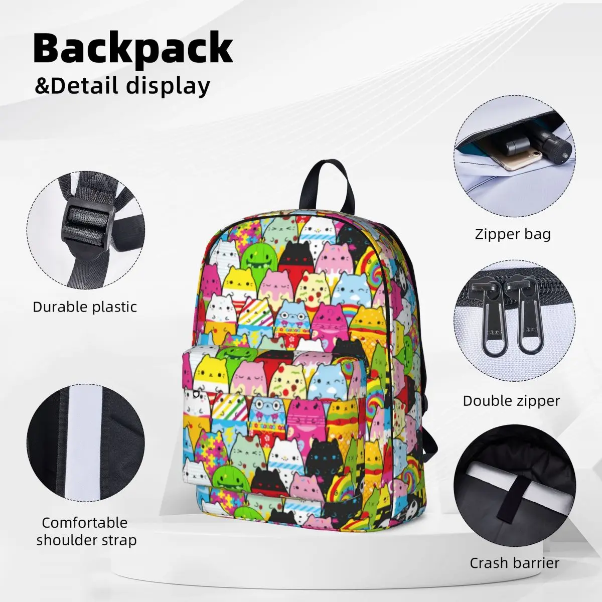 Cats Vs Pickles Backpacks Large Capacity Student Book bag Shoulder Bag Laptop Rucksack Waterproof Children School Bag