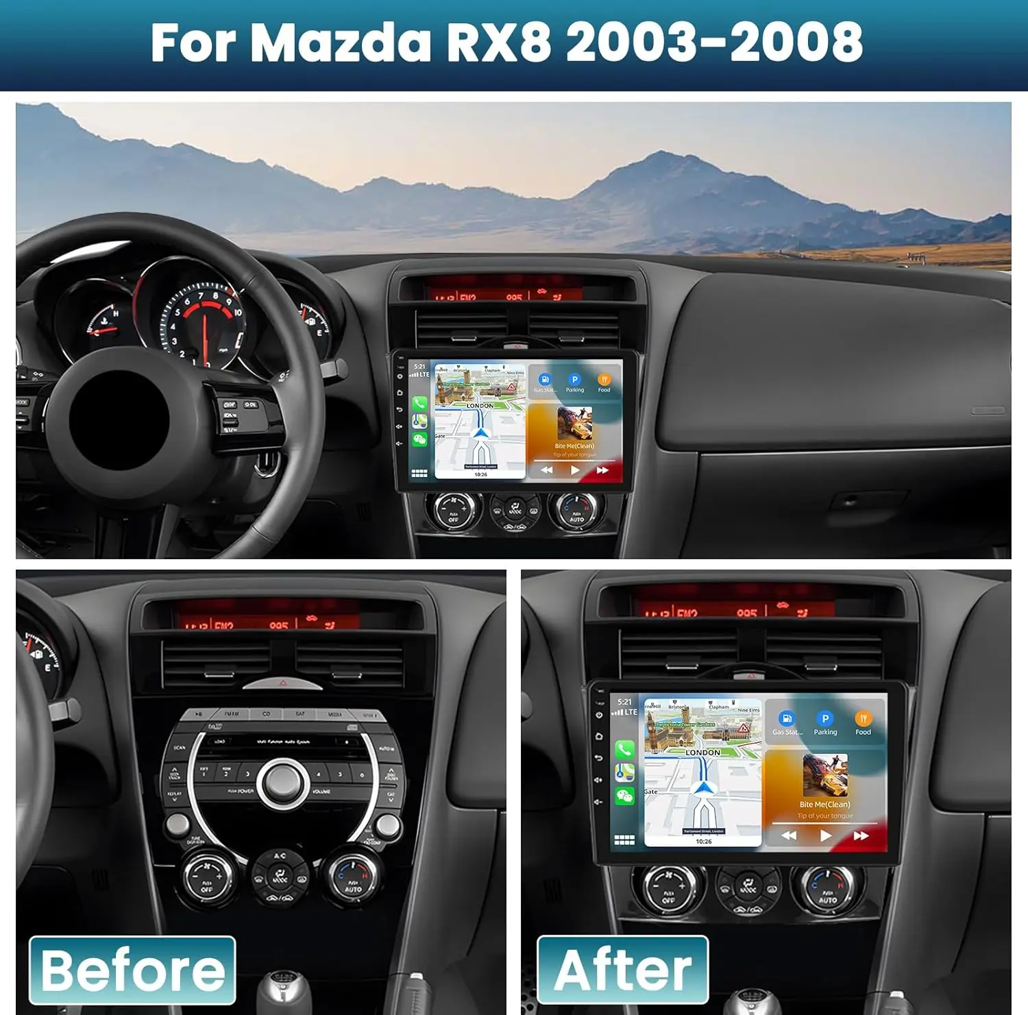 for Mazda RX8 2003-2008 Radio Wireless CarPlay Android Auto Android Car Stereo GPS Navigation 9