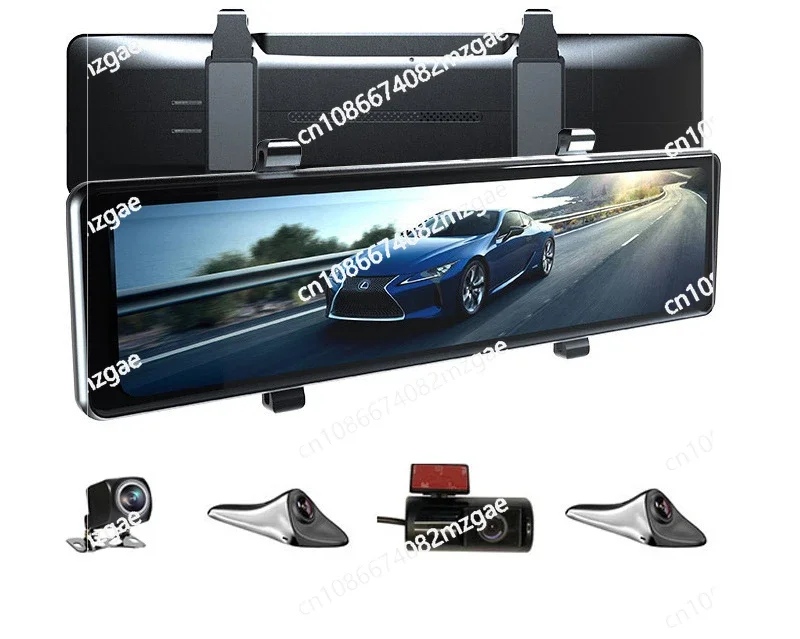 Pull-out four-recording driving recorder Split three-way streaming media electronic rearview mirror Split driving recorder