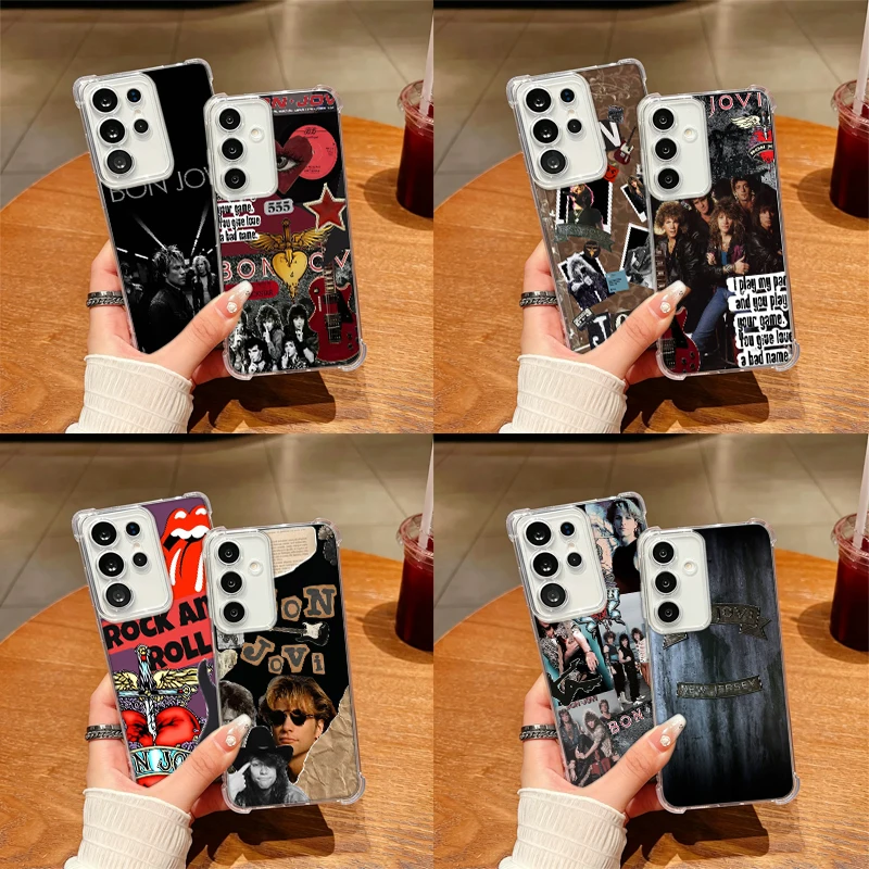 Band Rock B-BON J-JOVI Phone Case For Samsung S26 Ultra S25 Edge Galaxy S23 S21 S20 S24 FE S22 Plus S26FE S25FE TPU Cover Clear