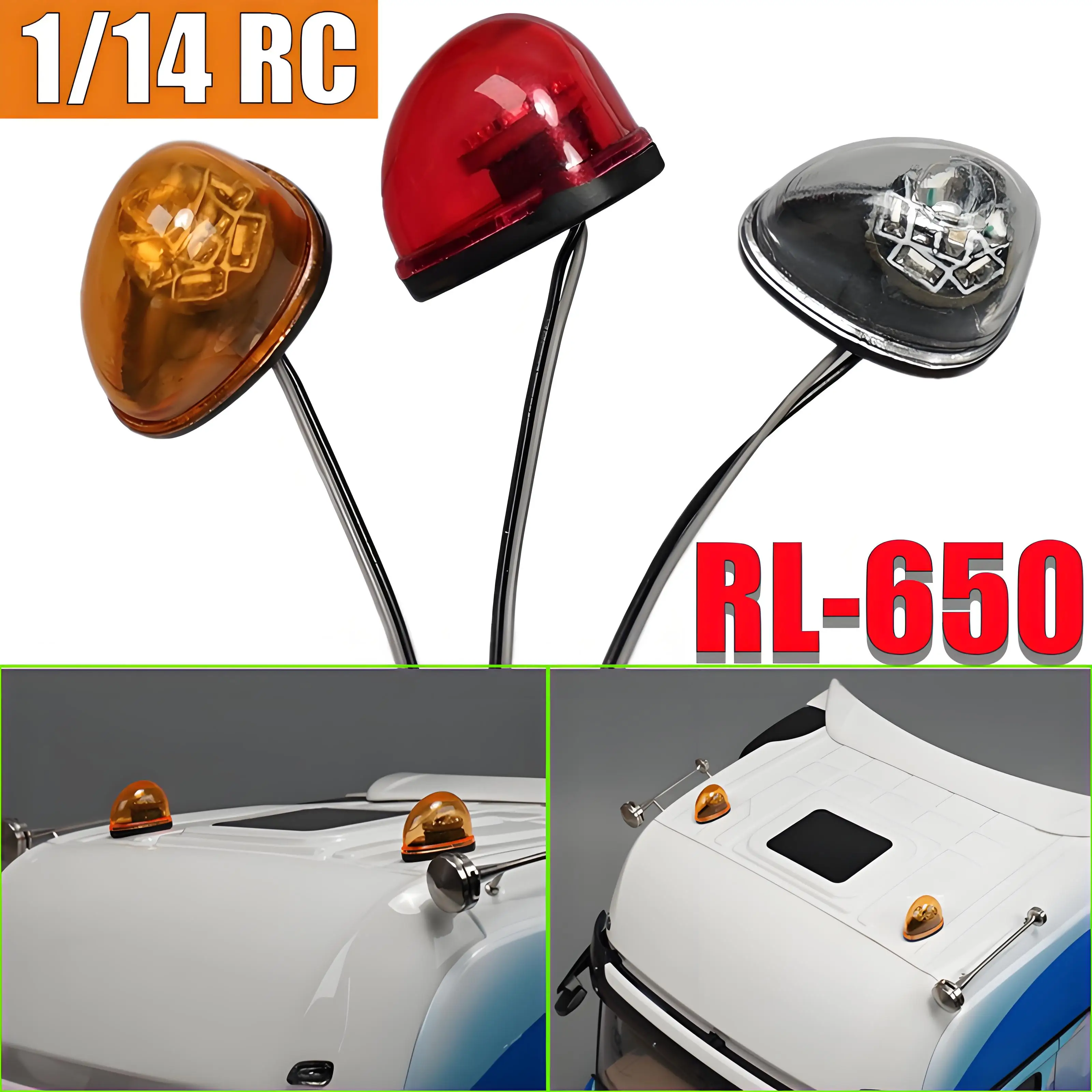 

LED 5V Rotating Lamp Warning Light 1:14th Scale RC Truck for SCANIA Tamiya 770S R620 for VOLVO ACTROS AROCS Model Car DIY Parts