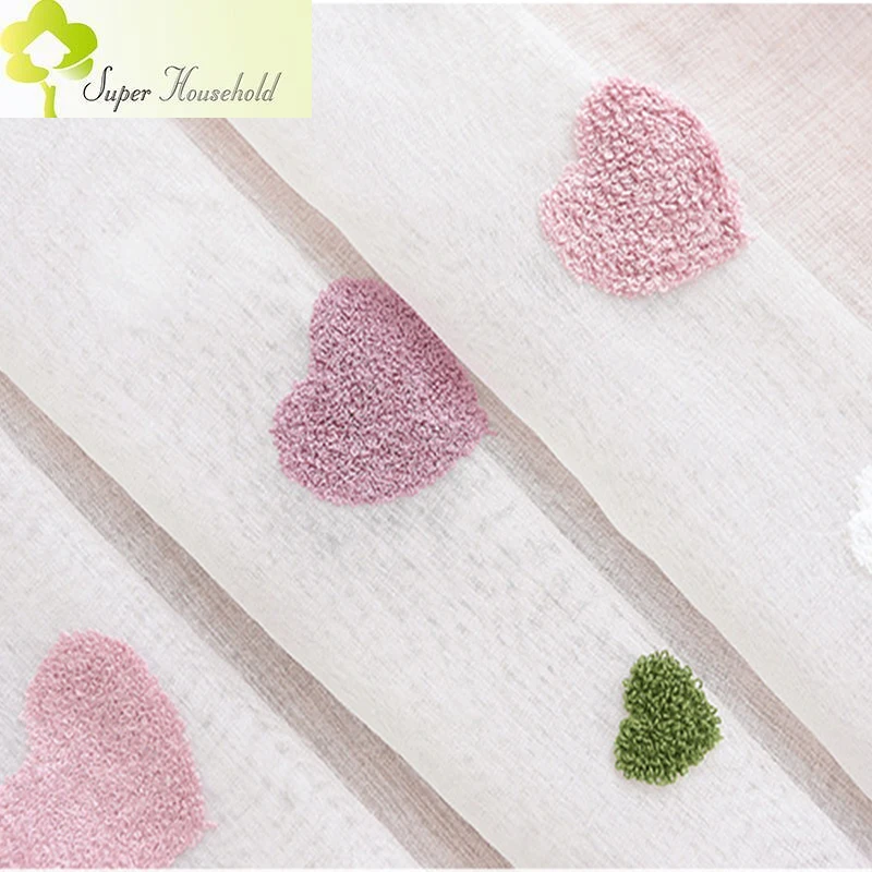 Korean Style Cartoon 3D Heart Cute Sheer Tulle for Children Bedroom Curtains Girls Kid\'s Living Room Window Screen Fabric Drapes