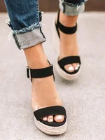 2024 Summer Sandals Women Wedges Platform Ladies Hemp Shoes Ladies Candy Color Casual Girls Slip on Strap Cross Girls Plus Size - Image 6