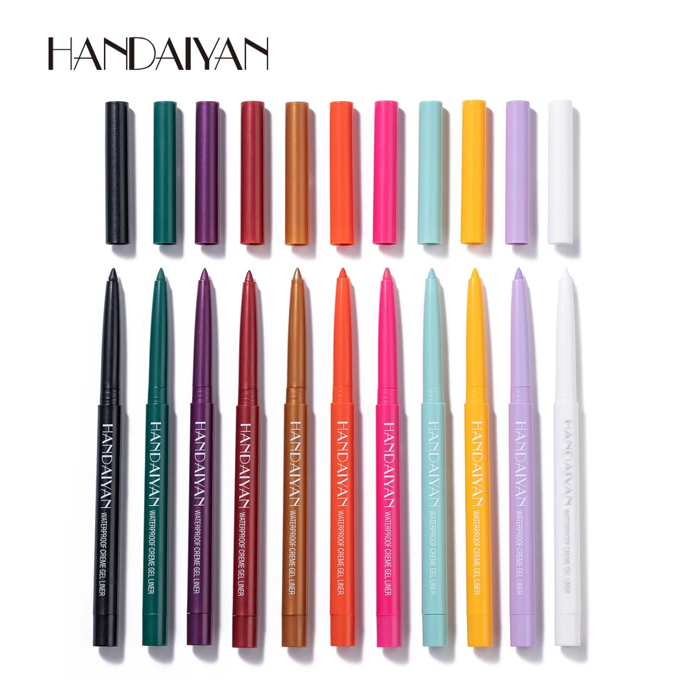 HANDAIYAN 20 Colors/Lot Gel Eyeliner Pencil Kit Makeup Colored Eye Liner Cream Pen Easy to Wear Waterproof White Yellow Cosmetic