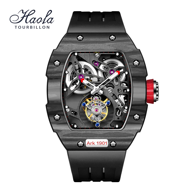 Haofa Tourbillon Mechanical Watch for Men Sapphire Skeleton Luxury Manual Mechanical Movement Men Watch Waterproof Business 1901