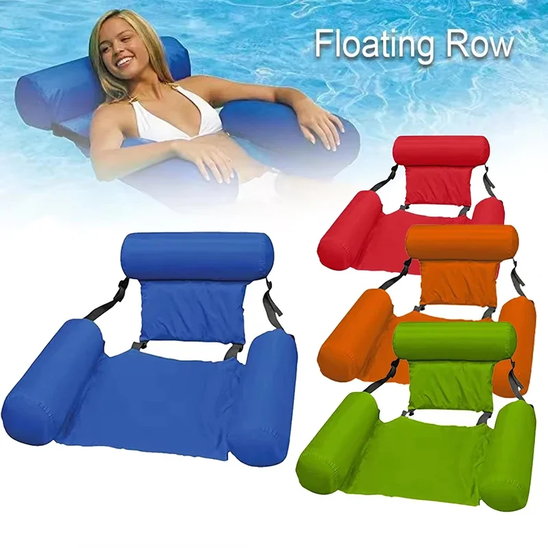 1pc Hot Sale Inflatable Water Hammock Foldable Pool Lounger Float Mesh Air Mattress Recliner for Adult Summer Beach Swimming