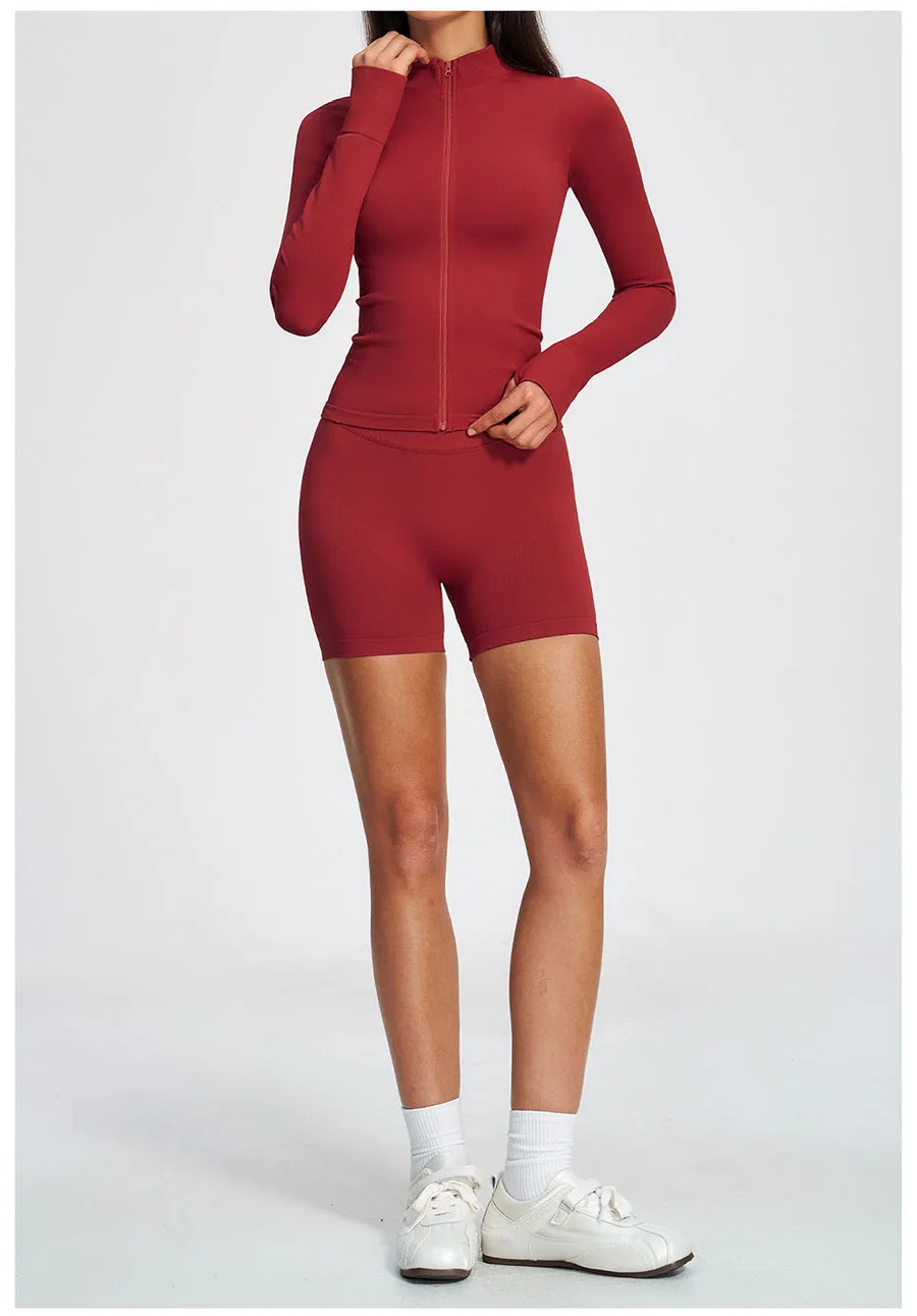 Yoga-Set 2-teilig, Sportbekleidung, nahtlose Yoga-Anzüge, Damen-Fitness-Trainingsanzüge mit langen Ärmeln, Sport-Gym-Shorts, ausgestellte Hosen – Detail 9