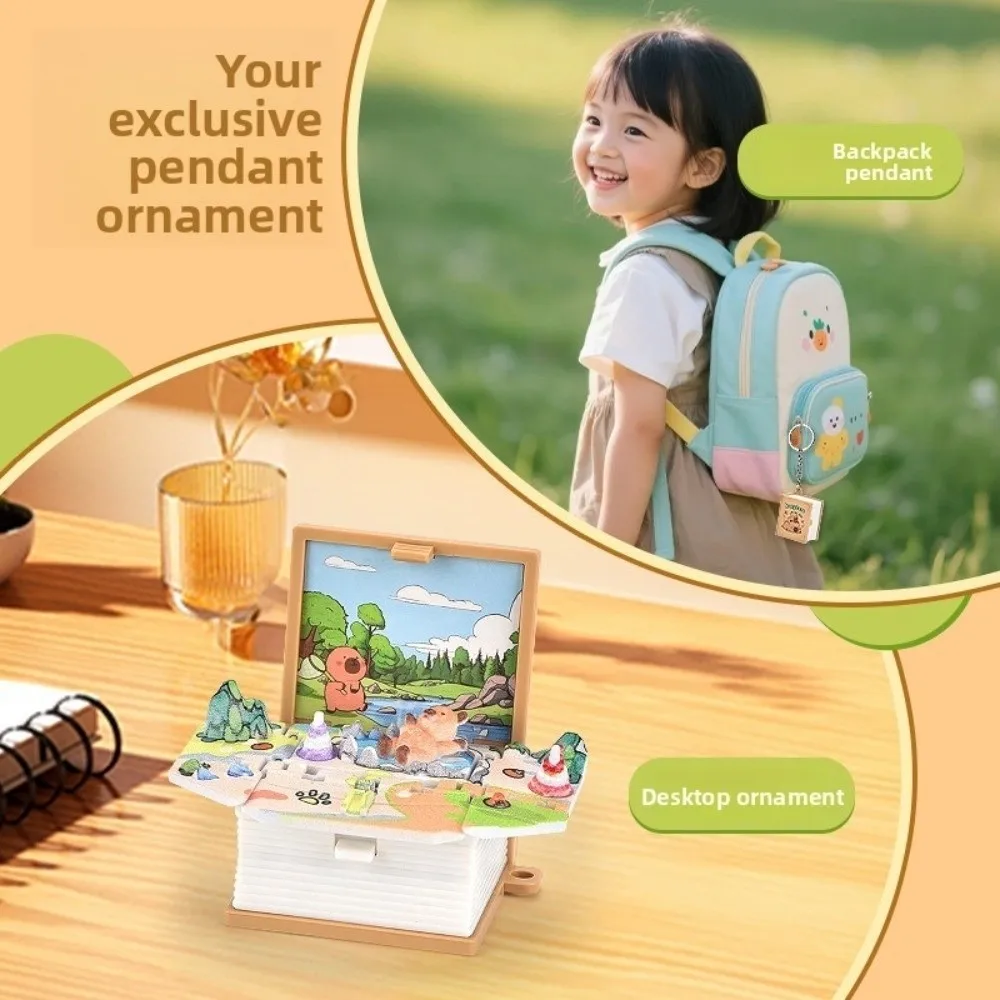 جديد صغير الحجم أضعاف كتاب المفاتيح شاطئ بارك كابيبارا الباندا ثلاثية الأبعاد سلسلة مفاتيح الإجهاد الإغاثة طوي حلقات المفاتيح سيارة لعب الأطفال الاطفال #4