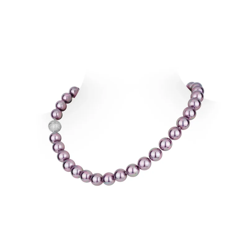 CAMEO Collarbone Chain 925 Silver Synthetic Zircon Round Purple Shell Pearl Light Luxury Fashion Versatile Necklace