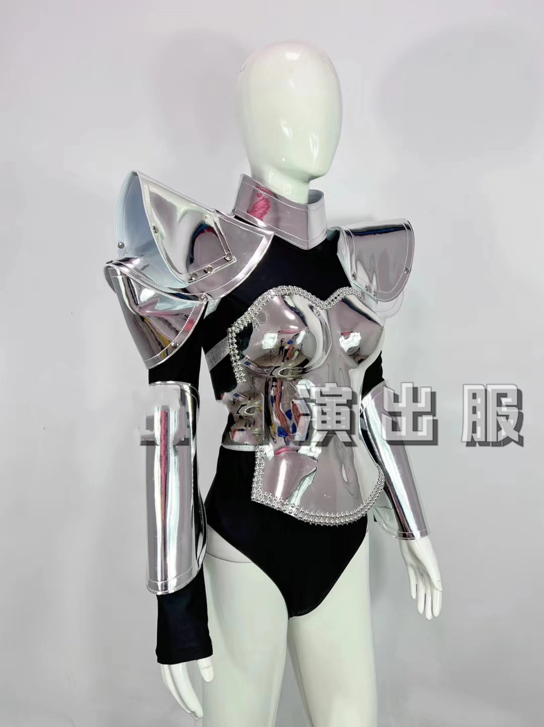 High quality  Silver armor women\'s clothing Bar stage performance costumes nightclub performance runway