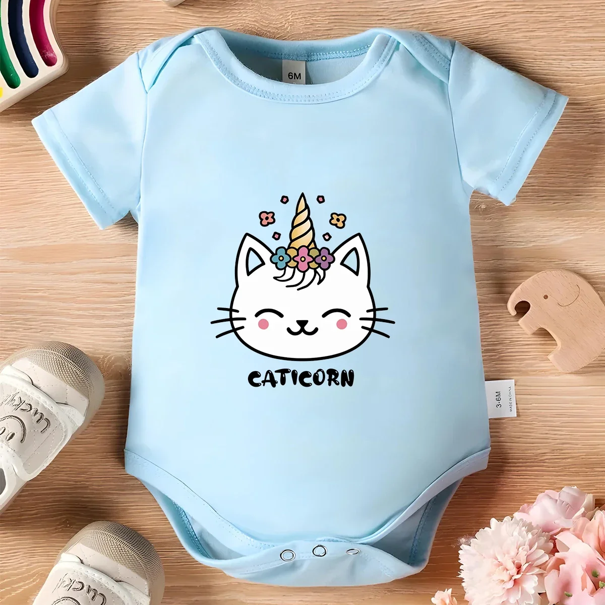 

Cute Cat 100% Cotton Baby Clothe Baby Onesie Bodysuit Cute Print for 0 To 12 Months Newborn Short Sleeves Romper