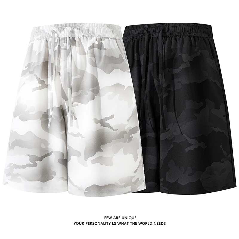 2026 Summer New Men's American Style Camouflage Shorts - Summer Lightweight Casual Pants - Loose Ice Silk Five-Piece Underpants