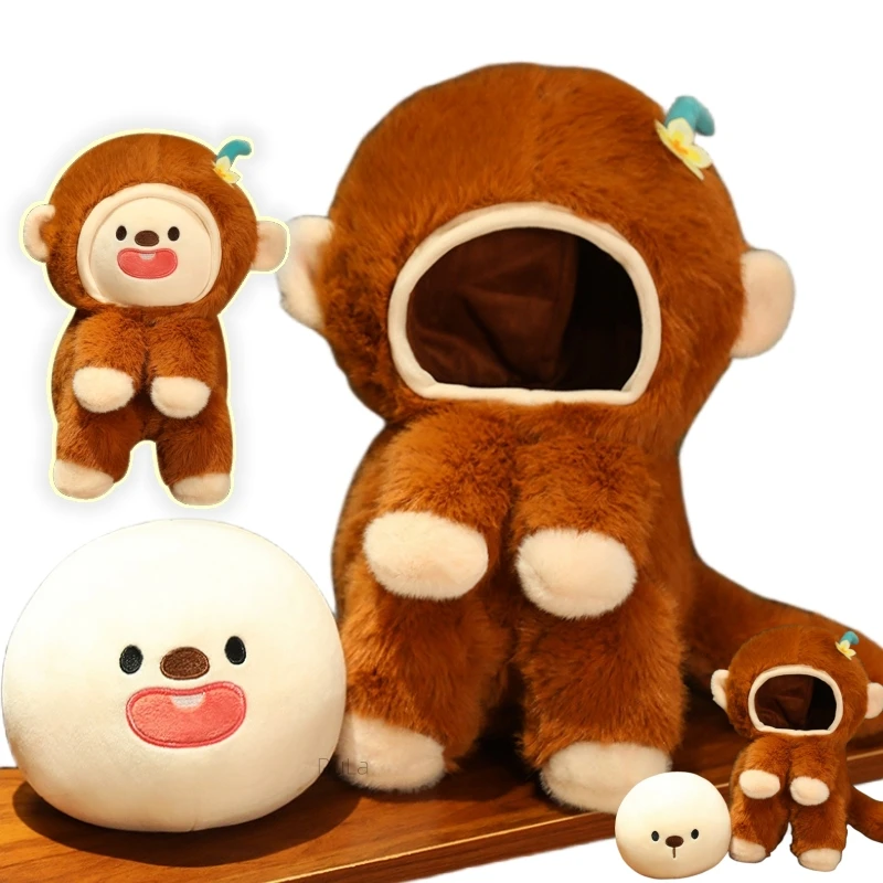 

Hot Sale Funny Change Face Monkey&Flip Expression Stuffed Animal Plush Toys Soft Cartoon Decor High Quality Birthday Xmas Gifts