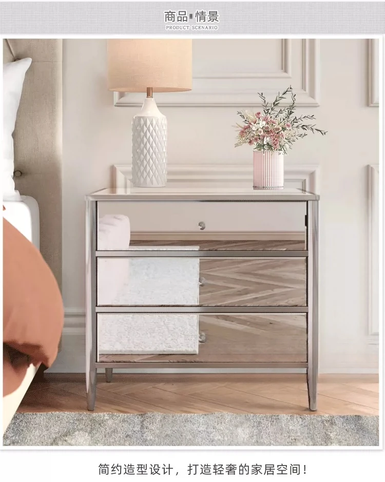 Modern mirror bedside table European and American sofa edge corner few simple storage storage cabinet