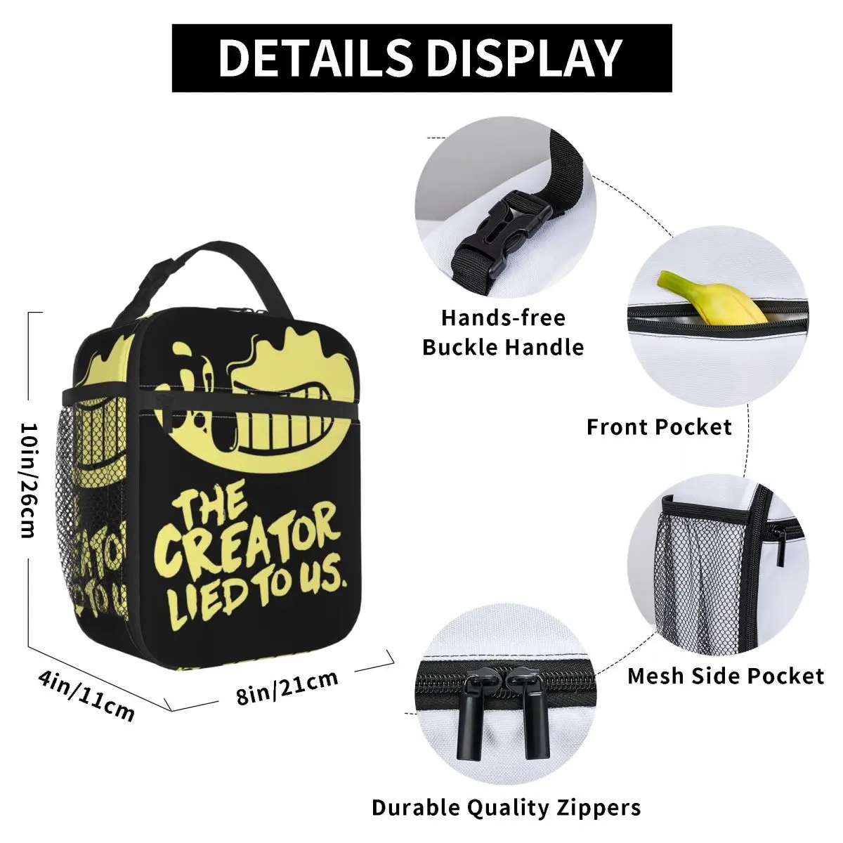 Funny Bendy And Machine Game Accessories Insulated Lunch Bag For Travel Food Container Portable Cooler Thermal Lunch Boxes