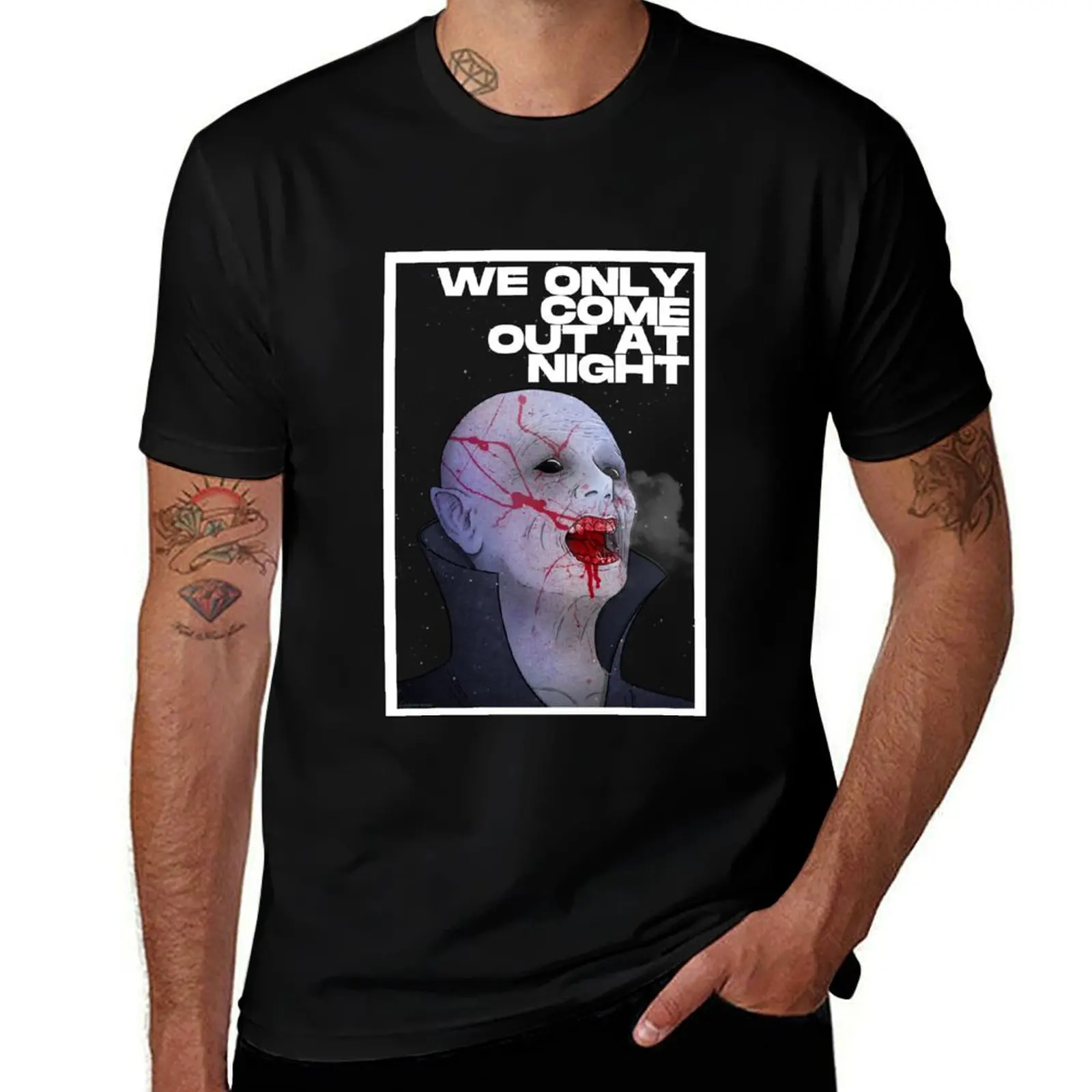 

WE ONLY COME OUT AT NIGHT T-Shirt man t shirt cotton black cotton t-shirt plain for man package T-Shirt