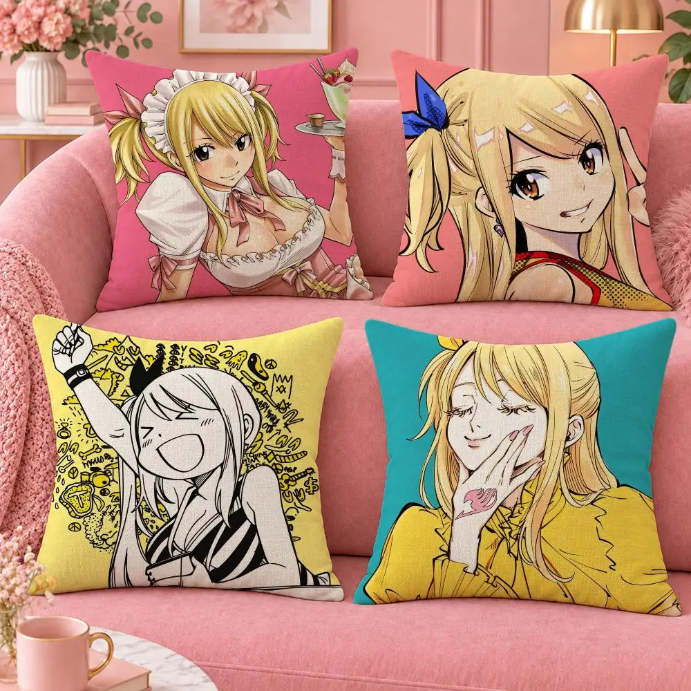 Anime Shonen Fantasy Fairy Tail Cushion Cover Cute Cartoon Throw Pillow Cover Soft Plush Cushion Cover Sofa Bedroom Home Decor