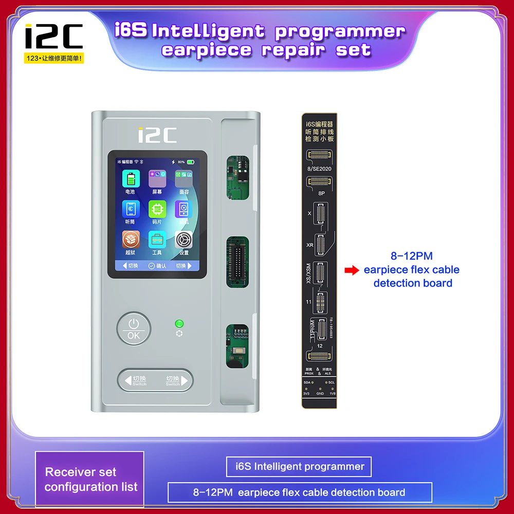 

I2C i6S Smart Programmer For iPhone Receiver Repair with 8-12PM Earpiece Detective board