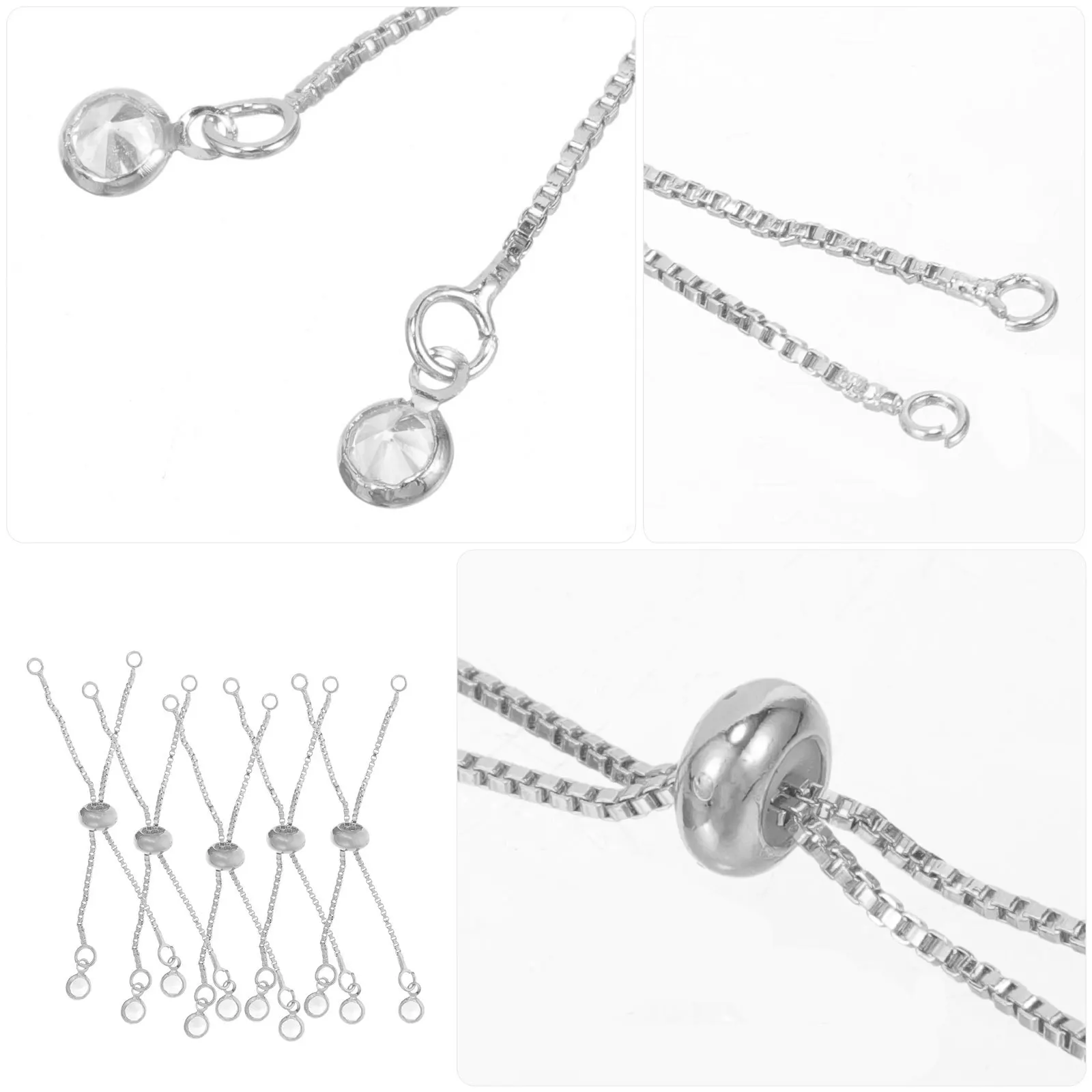 

5Pcs Adjustable Bracelet Extension Chains Metal Slider Extenders for Women DIY Jewelry Accessories Bracelet Chain