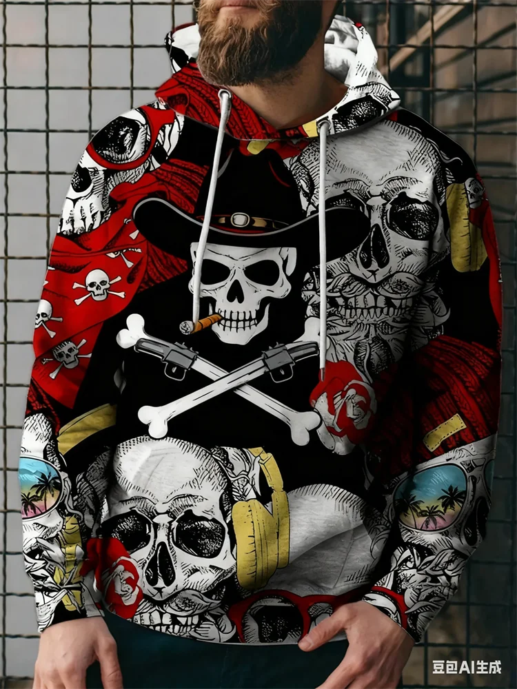Herbst Dazzling Cool Schädel Hoodies 3D Erschreckende Muster Print Streetwear Pullover Tops Freizeit Mode Langarm Männer Kleidung