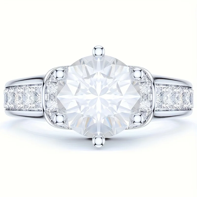 

1pc S925 Silvery Inlaid 3 Carats D Color Moissanite Ring Is Perfect For Birthday Parties For Friends And Family Men And Ladies H