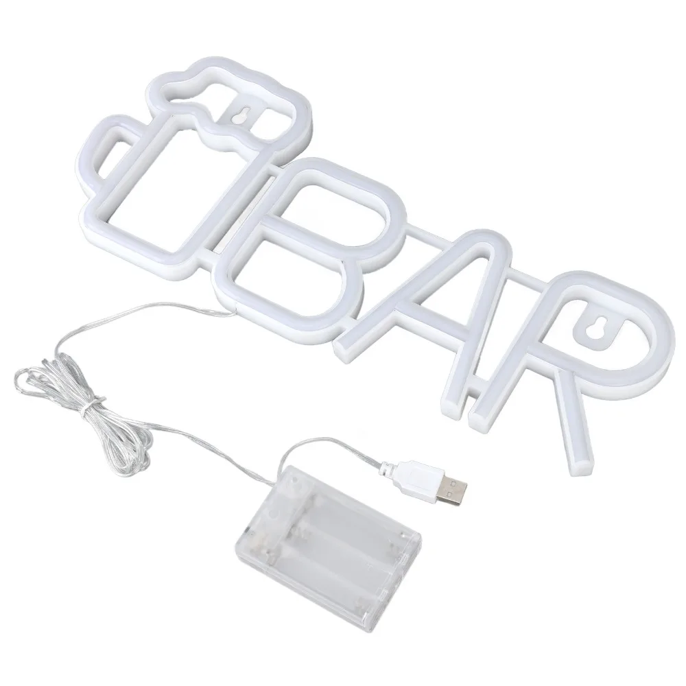High Safety Beer Bar Shaped LED Neon Sign USB or Battery Powered Neon Sign LED Sign Store