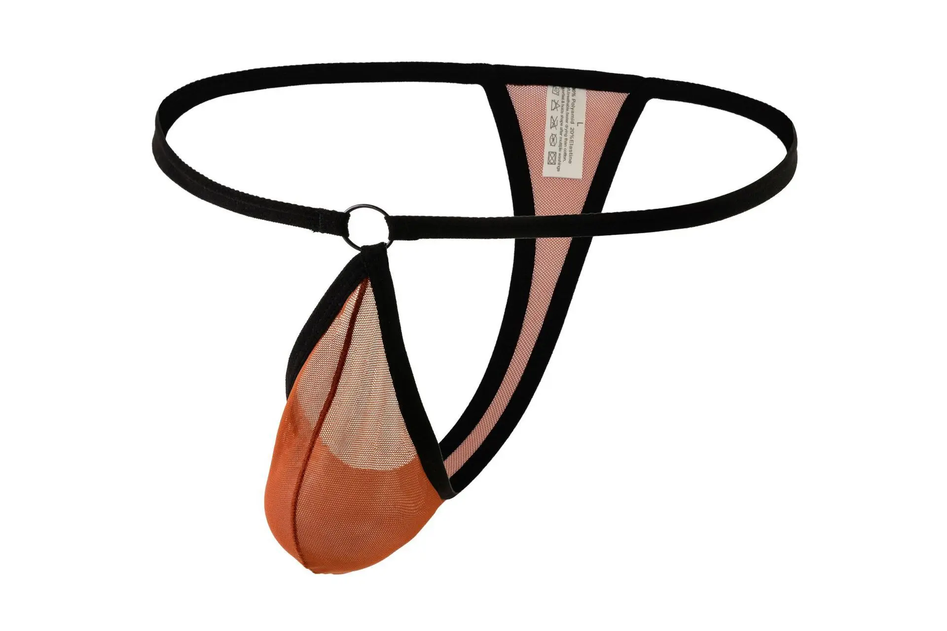 

Sheer Metal Ring Underwear for Men Sexy T Back Thong Thin Mesh Transparent Knickers Gays Erotic Low-rise U Convex Pouch G-string