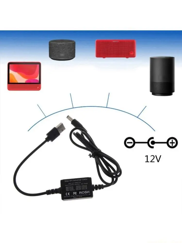 F62C 5V to 12V Line Step Up Cable USB Converter Adapter Cord Wire for LED Light