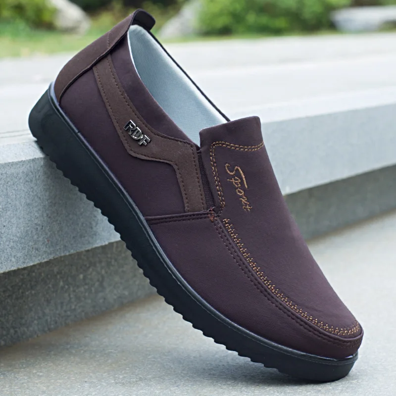 Herren-Slipper aus Canvas, leichte, rutschfeste Loafer, atmungsaktive Freizeitschuhe zum Spazierengehen für ältere Männer. – Detail 7