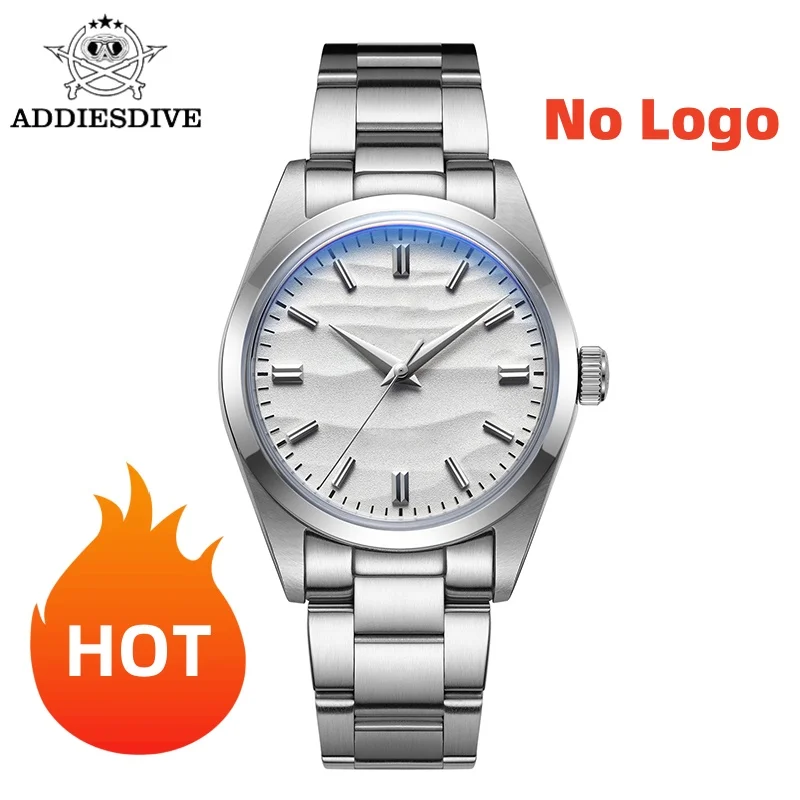 ADDIESDIVE 36mm New No Logo Men's luxury Watch 10Bar Diving Bubble Mirror Pot Cover Glass 316L Stainless Steel Quartz watches