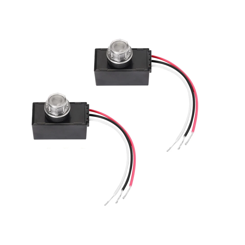 AT16 2Pcs Hard-Wired Post Eye Light Control Sensor, 100-277V Auto on/Off, Outdoor Waterproof Dusk to Dawn Photocell